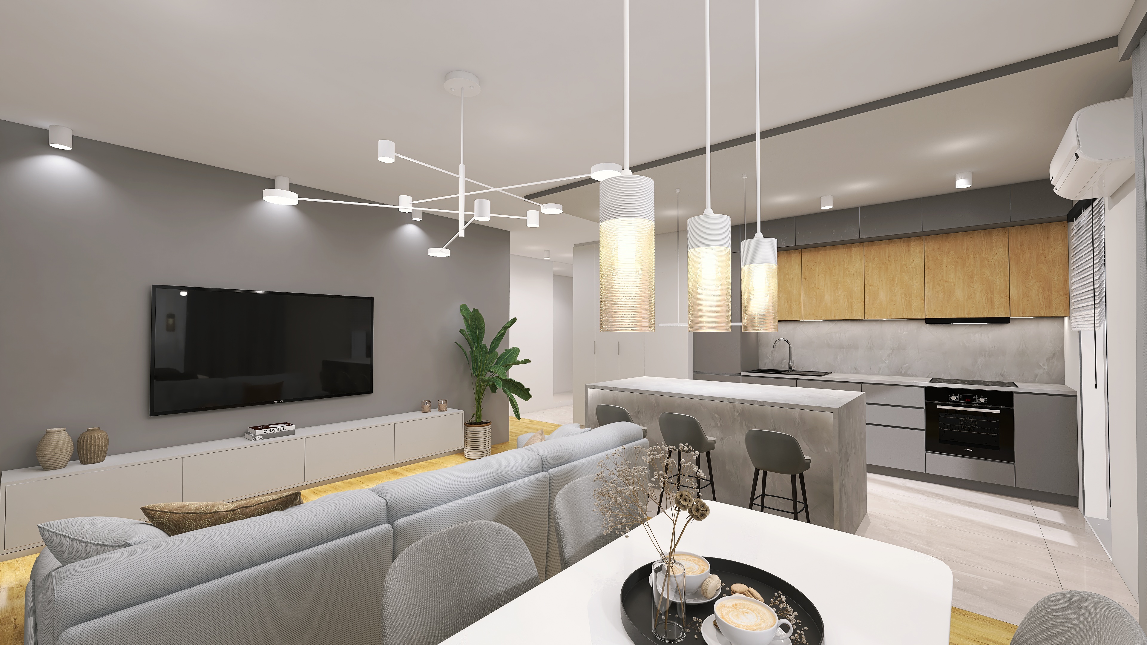 Projekt sypialni 3D z miejscem do pracy